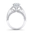 18k White Gold Micro Pave Princess Cut Halo Diamond Engagement Ring with Side Stones