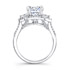 14k White Gold Split Shank White Diamond Engagement Ring with Trapezoid Side Stones