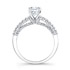 14k White Gold Prong Bezel Set Two Row Diamond Engagement Ring
