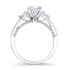 14k White Gold Three Stone Diamond Engagement Ring with Pear Shaped Side Stones